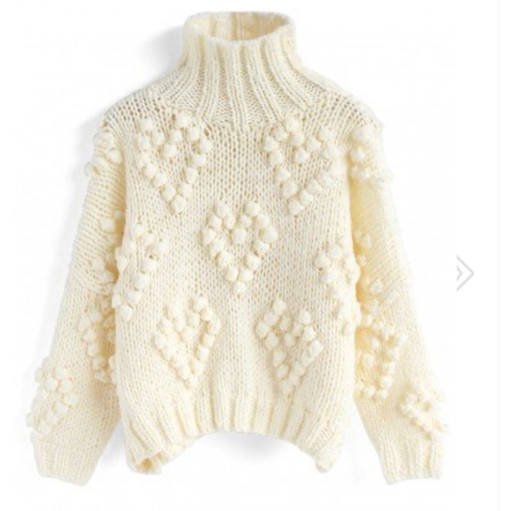 Ivory Knitted Turtleneck Sweater